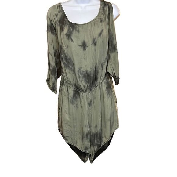 Don't Ask Why Women's Tie-Dye Cold Shoulder Blouson Green Romper One Size - Picture 2 of 8